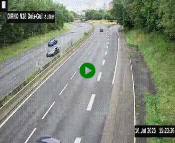 Webcam routière à hauteur de Bois-Guillaume en périphérie de Rouen. Vue orientée vers Rouen