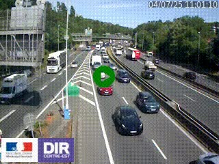 Caméra autoroute sur A6 - Valvert, près de Lyon, en direction de Paris, à hauteur de la sortie 36 Porte du Valvert