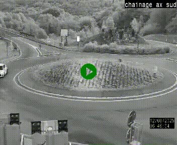 Webcam au nord d'Ax-les-Thermes au niveau de l'aire de chaînage de la N20. Vue orientée vers les Pyrénées, en direction de Pas de la Case