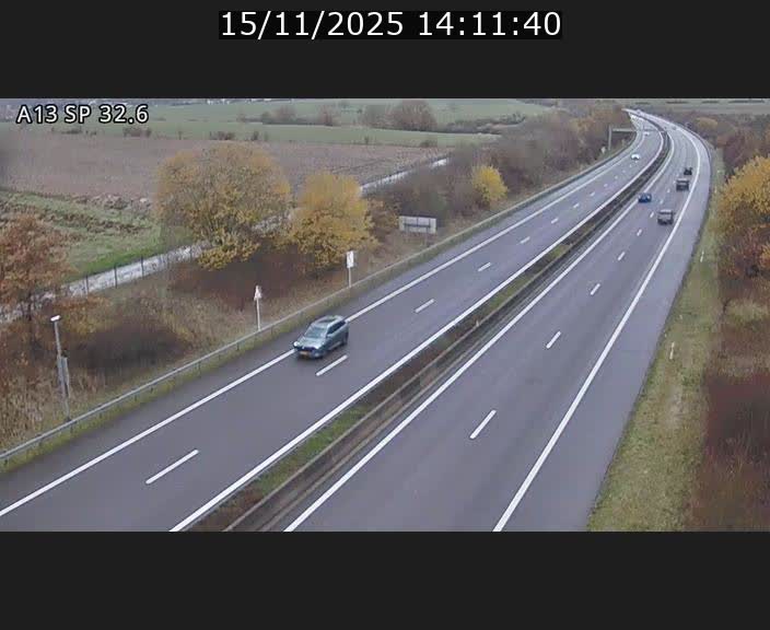 Webcam info trafic A13 à hauteur de Mondorf-les-bains. Vue orientée vers Altwies