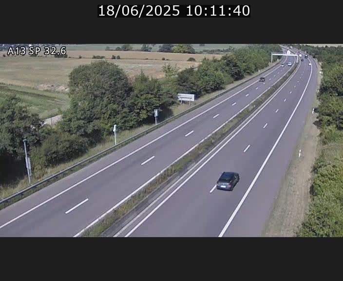 Webcam info trafic A13 à hauteur de Mondorf-les-bains. Vue orientée vers Altwies