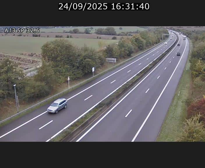 Webcam info trafic A13 à hauteur de Mondorf-les-bains. Vue orientée vers Altwies