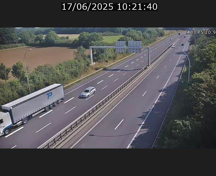 Traffic live webcam Luxembourg Croix de Bettembourg, rond-point d'Hellange - A13 direction Allemagne - BK 20.9