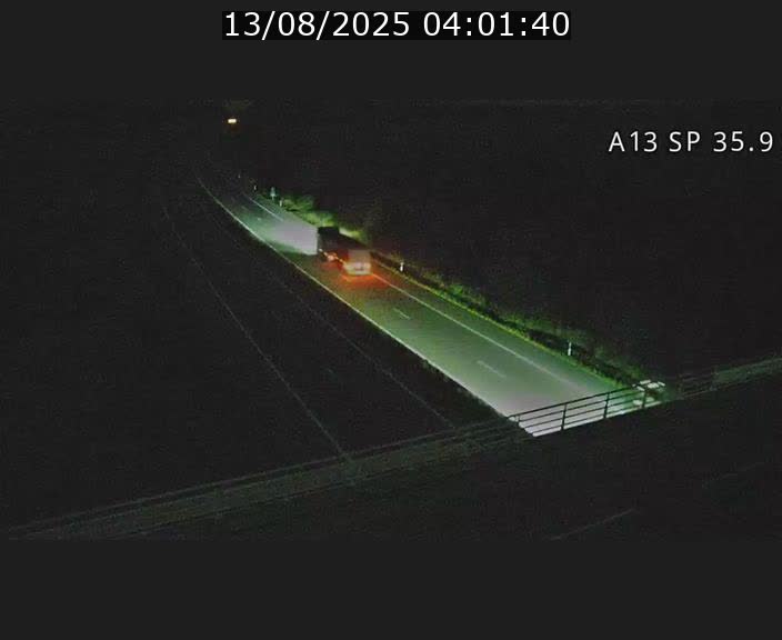 Webcam trafic sur A13 à l'entrée ouest du tunnel Markusbierg à Remerschen. Vue orientée vers Mondorf-les-Bains.