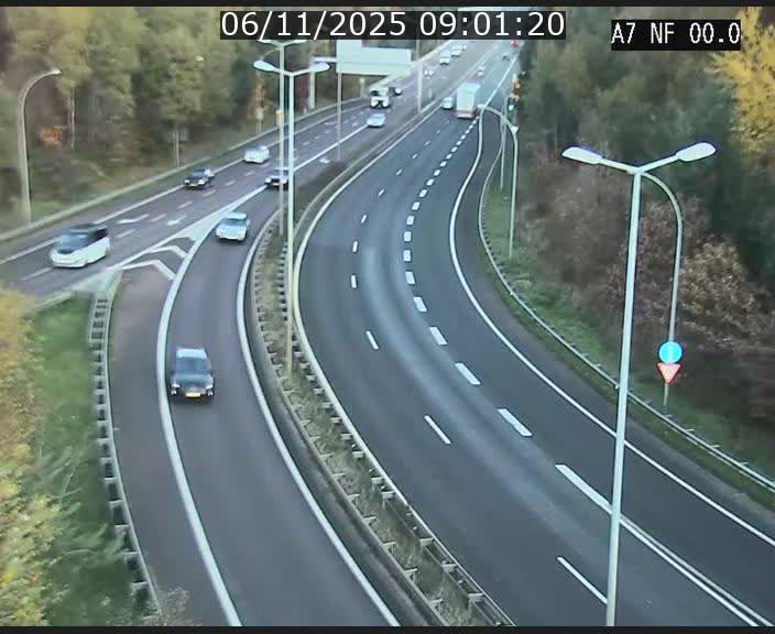 Caméra autoroute Luxembourg A7 - Echangeur A1/A7 Grünewald direction Tunnel Stafelter