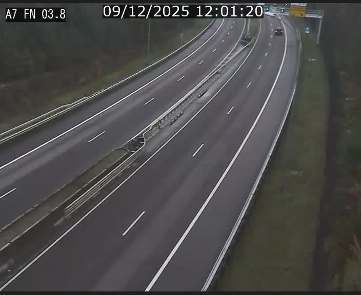 Caméra autoroute Luxembourg A7 - Passage à gibier Rëngelbour - direction Tunnel Stafelter