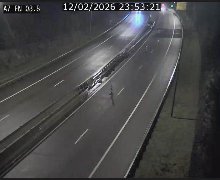 Caméra autoroute Luxembourg A7 - Passage à gibier Rëngelbour - direction Tunnel Stafelter
