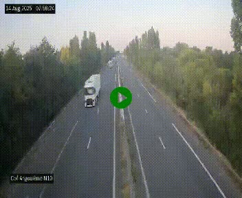 Webcam routière à la fin de la N10, en périphérique ouest d'Angouleme, proche de la jonction avec l'A10