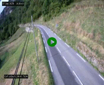 Webcam dans les Pyrénées Atlantique au niveau du col d'Urdos et du fort du Pourtalet sur la N134, en direction du Col et du tunnel du Somport, à 765 mètres d'altitude