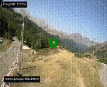 Webcam au col du Somport, côté français, sur la N134, dans les Pyrénées, en direction de l'Espagne, à 1632 mètres d'altitude