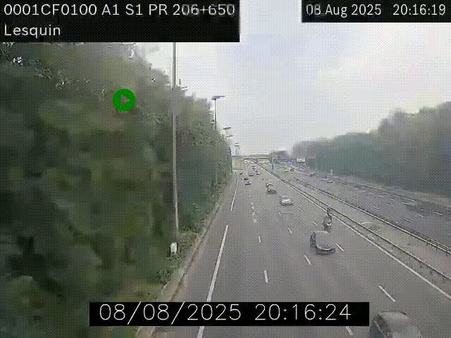 Webcam autoroute A1 à hauteur de Lesquin. Vue orientée vers Lille