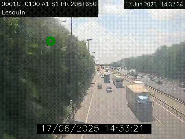 Webcam autoroute A1 à hauteur de Lesquin. Vue orientée vers Lille