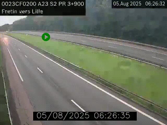 Webcam autoroute A23 à hauteur de Fretin. Vue orientée vers Lille