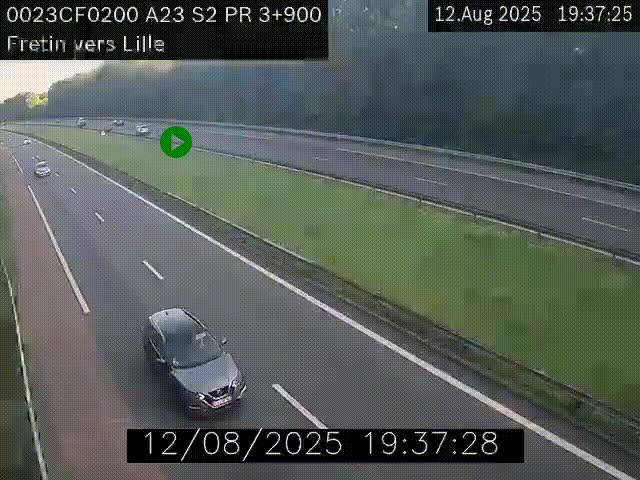 Webcam autoroute A23 à hauteur de Fretin. Vue orientée vers Lille