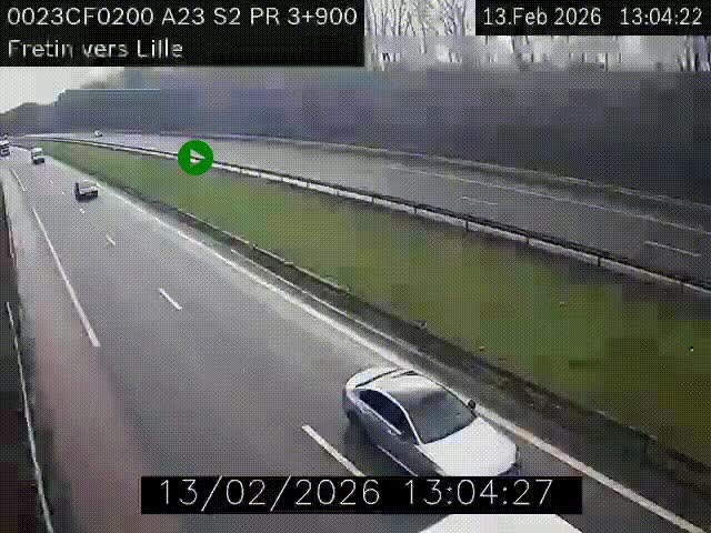 Webcam autoroute A23 à hauteur de Fretin. Vue orientée vers Lille