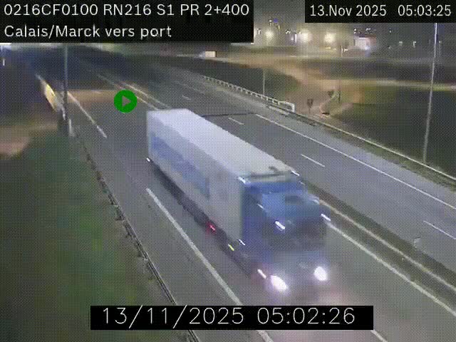 Webcam à Calais sur A216 (N216) en direction du port (harbour) de Calais.