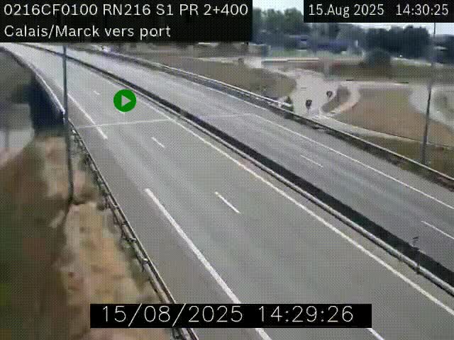 Webcam à Calais sur A216 (N216) en direction du port (harbour) de Calais.