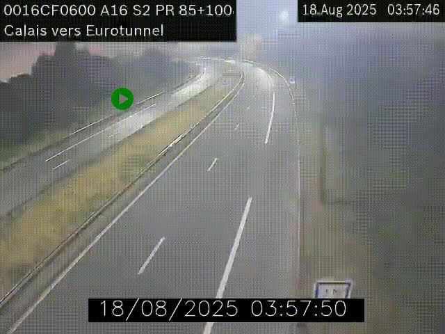 Webcam A16 à Calais en direction du Tunnel sous la Manche (Eurotunnel)