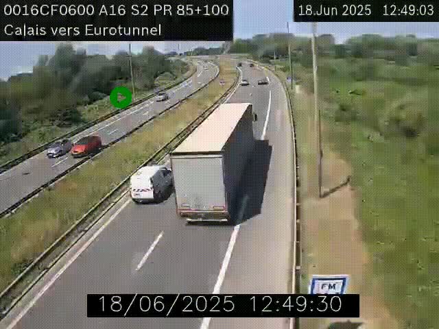 Webcam A16 à Calais en direction du Tunnel sous la Manche (Eurotunnel)