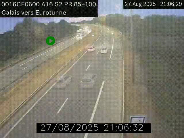 Webcam A16 à Calais en direction du Tunnel sous la Manche (Eurotunnel)