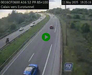 Webcam A16 à Calais en direction du Tunnel sous la Manche (Eurotunnel)