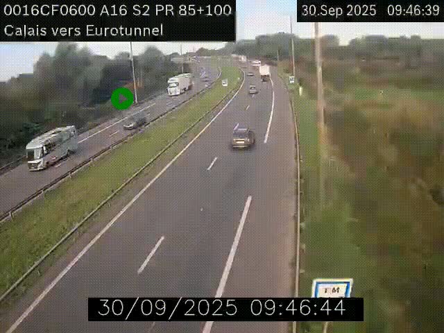 Webcam A16 à Calais en direction du Tunnel sous la Manche (Eurotunnel)
