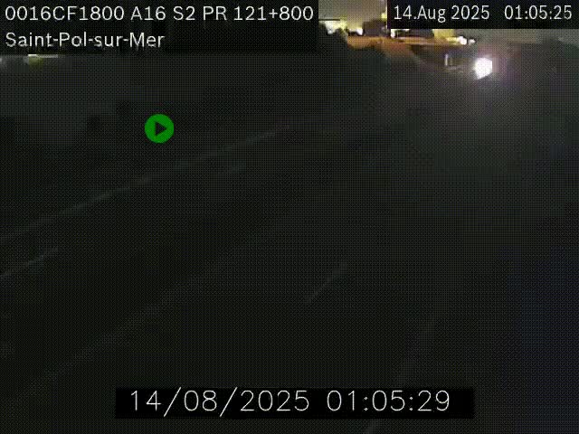 Webcam autoroute A16 à proximité de Dunkerque, à hauteur de la sortie Saint-Pol-sur-Mer. Vue orientée vers Calais
