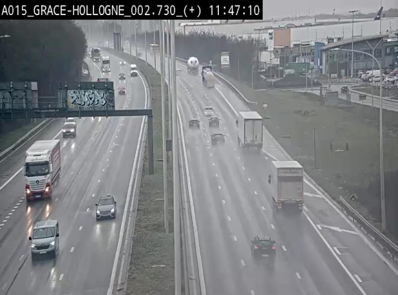 Webcam E42/A15 à Grâce-Hollogne, à proximité de la jonction avec l'A604. Vue orientée vers Namur