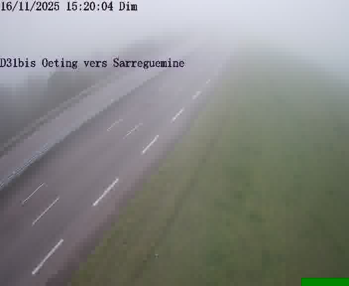 Webcam installée le long de D31bis (France) à Oeting, pointée vers Sarreguemines, utile pour suivre précisément les conditions de trafic.