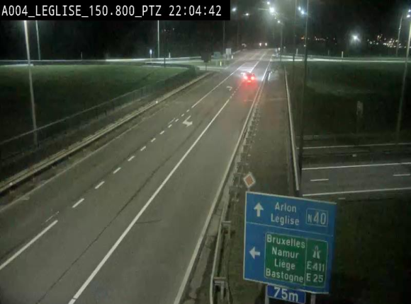 Webcam au-dessus de l'E411 sur la N40. Vue orientée vers Léglise en provenance de Neufchâteau