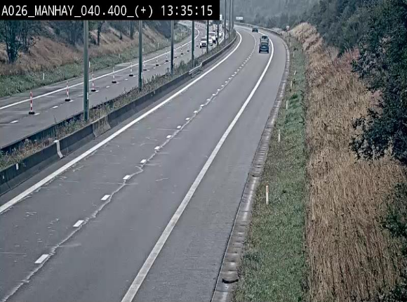 Webcam autoroute A26/E25 à hauteur de Manhay, avant la jonction avec la N651 en direction de Luxembourg - BK 40.4