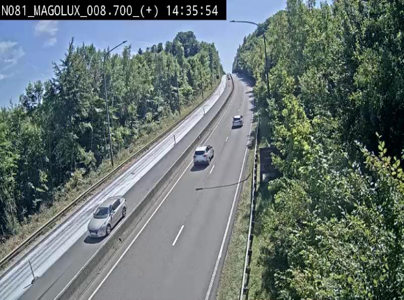 Webcam sur la N81 (E411) à hauteur de la jonction avec la N883. Vue orientée vers Longwy