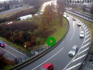 Caméra autoroute à la jonction entre l'A7 et la D301 (Boulevard urbain Sud de Lyon) à Feyzin, au sud de Lyon. Vue orientée vers Mions