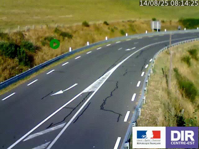 Webcam sur le col Pin Bouchain, vue orientée vers Roanne, en provenance de Lyon sur la nationale 7 (N7)