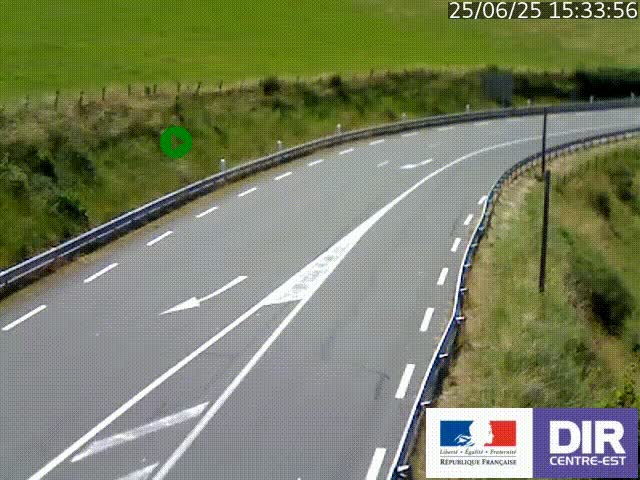 Webcam sur le col Pin Bouchain, vue orientée vers Roanne, en provenance de Lyon sur la nationale 7 (N7)