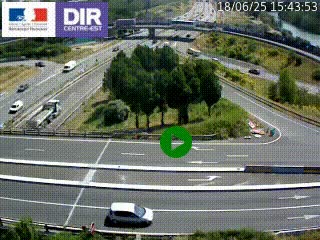 Webcam traffic à Grenoble-sud sur l'autoroute A480. Vue orientée vers l'entrée et la sortie de Grenoble