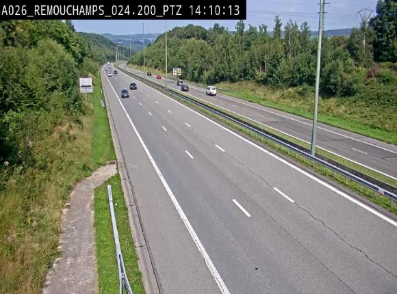 Webcam E25/A26 à Aywalle, à hauteur de Spa. Vue orientée vers Liège