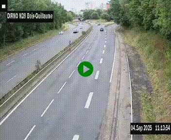 Webcam routière à hauteur de Bois-Guillaume en périphérie de Rouen. Vue orientée vers Rouen