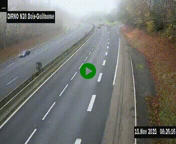 Webcam routière à hauteur de Bois-Guillaume en périphérie de Rouen. Vue orientée vers Rouen