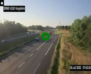 Webcam autoroute A150 à hauteur de La Vaupalière en périphérie de Rouen. Vue orientée vers Rouen