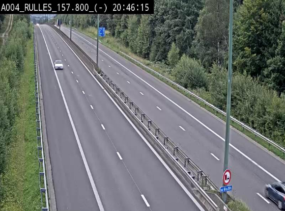 Webcam à Marbehan sur l'E411 à hauteur de la sortie 28a Rulles. Vue orientée vers Bruxelles