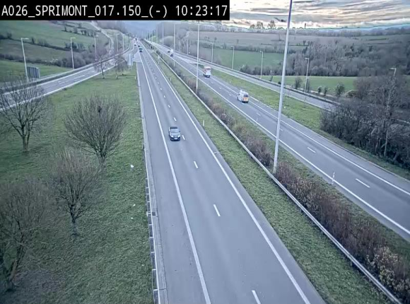 Webcam E25 (A26) à hauteur de Sprimont en direction de Liège et en provenance de Bastogne