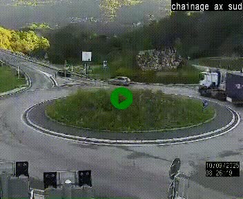 Webcam au nord d'Ax-les-Thermes au niveau de l'aire de chaînage de la N20. Vue orientée vers les Pyrénées, en direction de Pas de la Case
