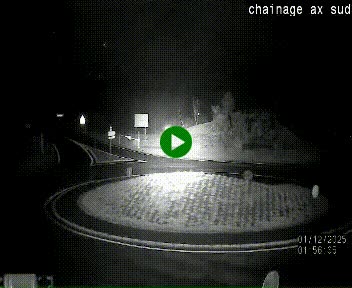 Webcam au nord d'Ax-les-Thermes au niveau de l'aire de chaînage de la N20. Vue orientée vers les Pyrénées, en direction de Pas de la Case