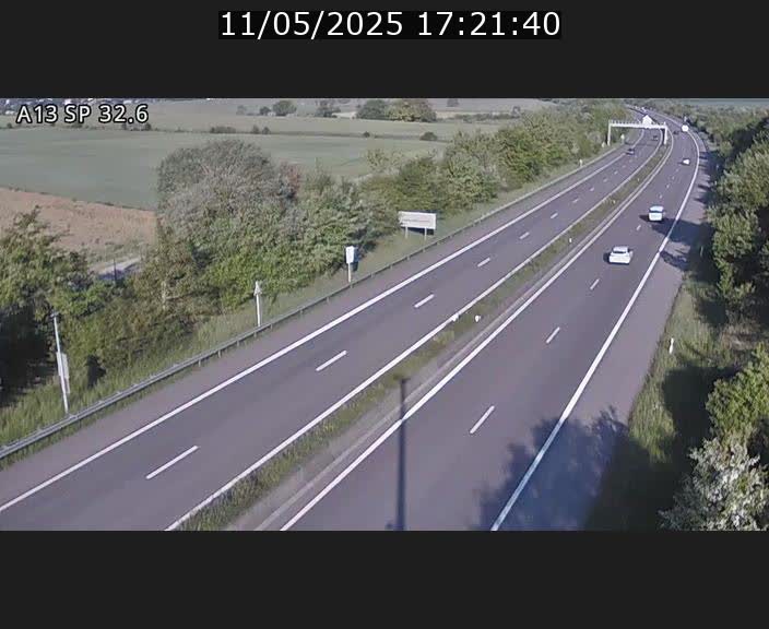 Webcam info trafic A13 à hauteur de Mondorf-les-bains. Vue orientée vers Altwies