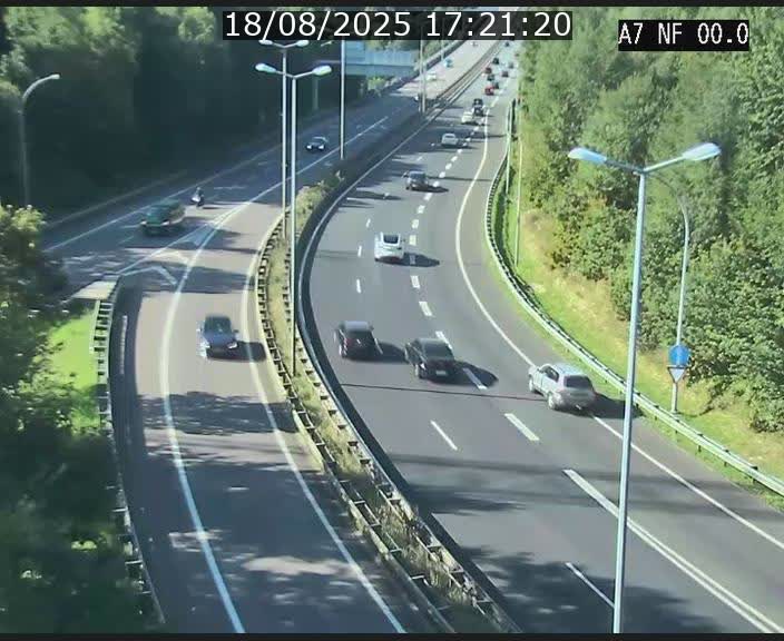 Caméra autoroute Luxembourg A7 - Echangeur A1/A7 Grünewald direction Tunnel Stafelter