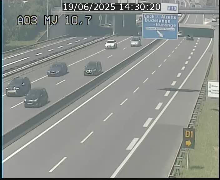Traffic live webcam Luxembourg Croix de Bettembourg - A3 - BK 10.7 - direction France