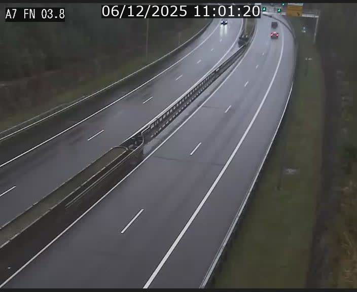 Caméra autoroute Luxembourg A7 - Passage à gibier Rëngelbour - direction Tunnel Stafelter