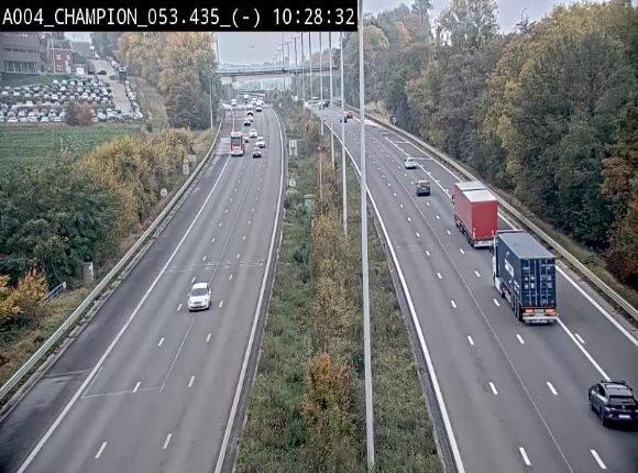 Webcam E411 à Champion, à proximité de Namur. Vue orientée vers Bruxelles