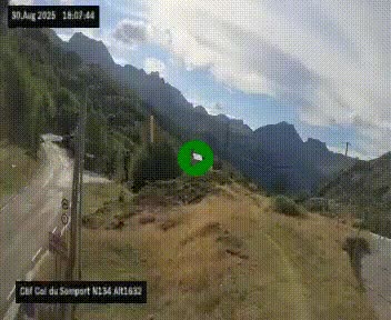 Webcam au col du Somport, côté français, sur la N134, dans les Pyrénées, en direction de l'Espagne, à 1632 mètres d'altitude